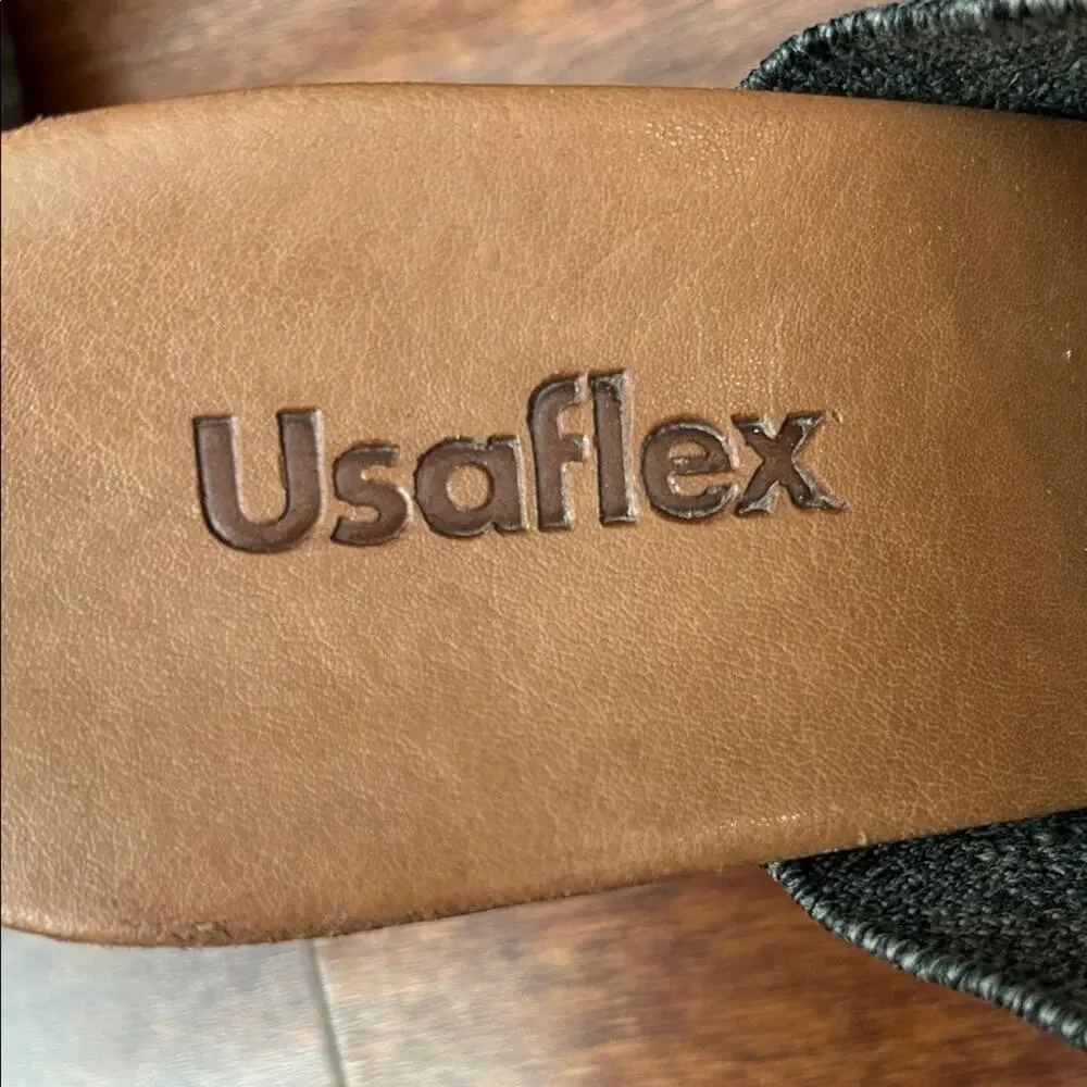 Usaflex Women's Gray Knit Wedge Slide Sandals, Size 8